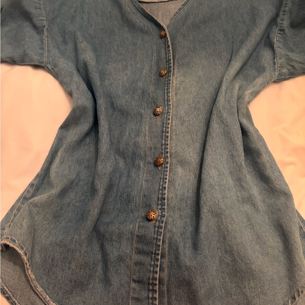 Blue Denim Button-Up Top